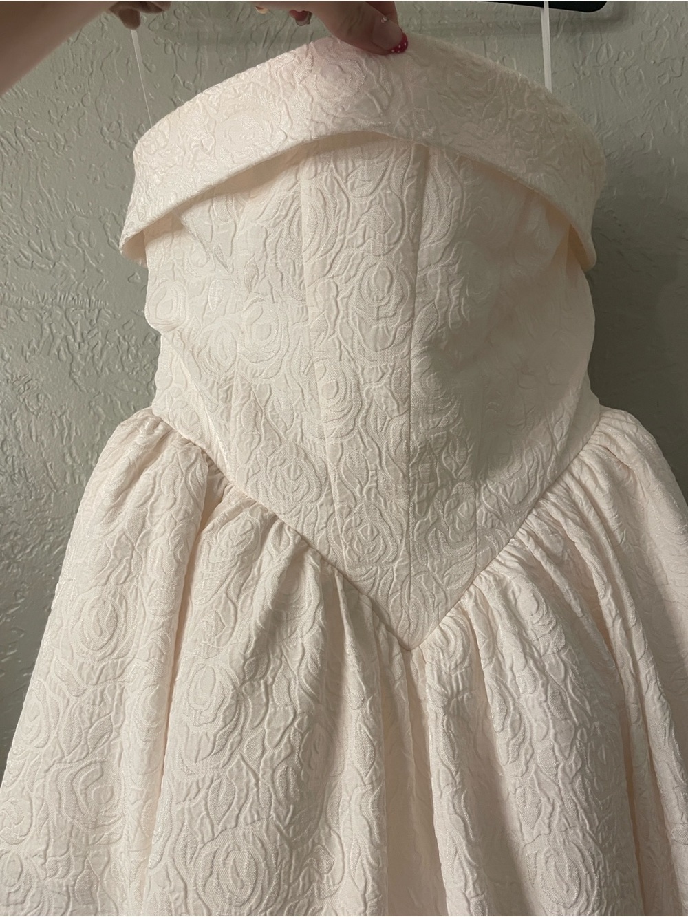 BHLDN Strapless White Jacquard A-Line Dress - Picture 5 of 7
